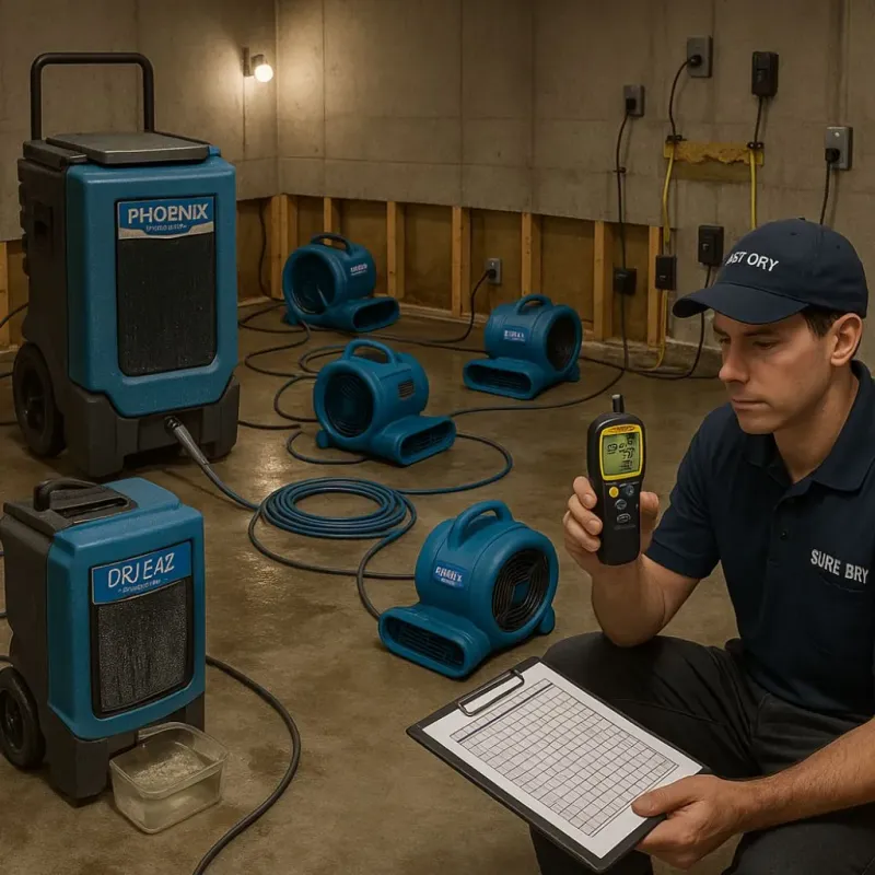 Structural Drying and Dehumidification process in Warren, MA